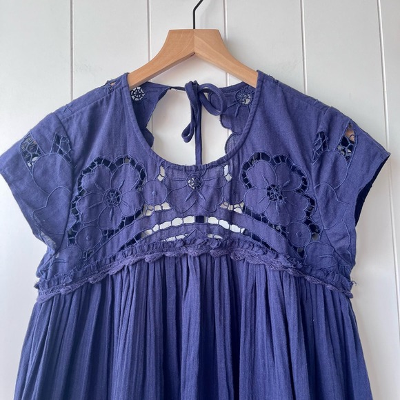 Free People dress maxi eyelet crochet embroidery floral spring summer boho - Picture 6 of 9